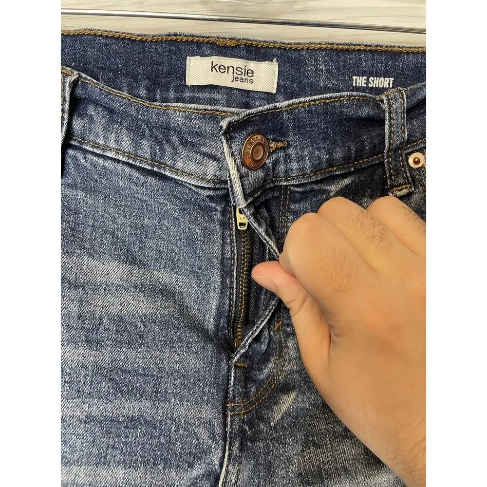 Kensie Jeans‎ Shorts Womens 6/28 Denim The Short Cuffed Stretch Blue